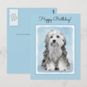Lowchen Malerei - Niedliche Original Hunde Kunst Postkarte (Vorne/Hinten)