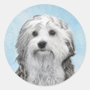 Lowchen Malerei - Niedliche Original Hunde Kunst Runder Aufkleber