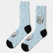 Lowchen Malerei - Niedliche Original Hunde Kunst Socken (Linkes Detail)