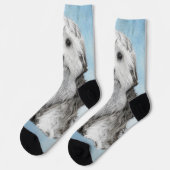 Lowchen Malerei - Niedliche Original Hunde Kunst Socken (Linkes Detail)