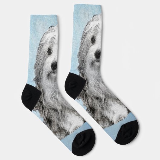 Lowchen Malerei - Niedliche Original Hunde Kunst Socken (Rechts)