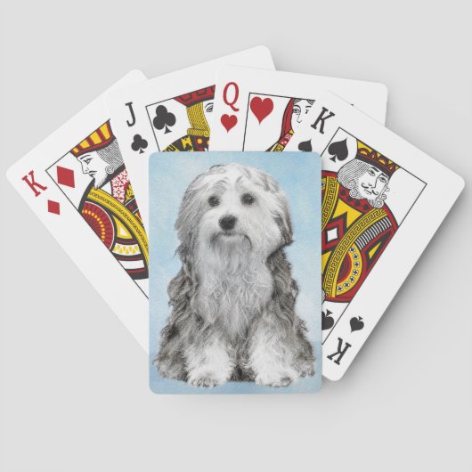Lowchen Malerei - Niedliche Original Hunde Kunst Spielkarten (Rückseite)