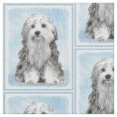 Lowchen Malerei - Niedliche Original Hunde Kunst Stoff (Nahaufnahme)