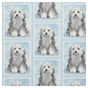 Lowchen Malerei - Niedliche Original Hunde Kunst Stoff