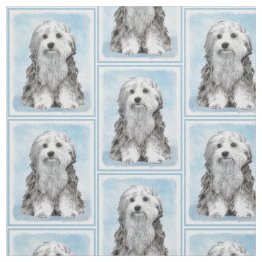 Lowchen Malerei - Niedliche Original Hunde Kunst Stoff (Muster)