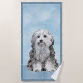 Lowchen Malerei - Niedliche Original Hunde Kunst Strandtuch (Vorderseite)