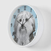 Lowchen Malerei - Niedliche Original Hunde Kunst Uhr (Winkel)