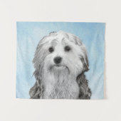 Lowchen Malerei - Niedliche Original Hunde Kunst Wandteppich (Vorderseite (Horizontal))