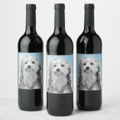 Lowchen Malerei - Niedliche Original Hunde Kunst Weinetikett (Flaschen)