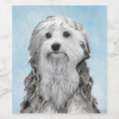 Lowchen Malerei - Niedliche Original Hunde Kunst Weinetikett (Einzelnes Label)