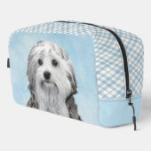 Lowchen Malerei Silber und Cream Original Hunde Ku Waschbeutel (Rechte Ecke)
