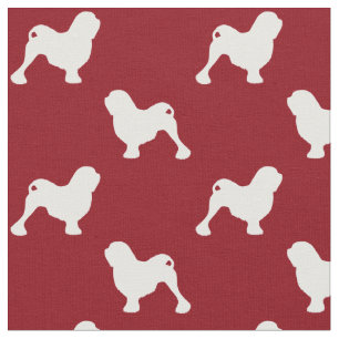 Lowchen Silhouette-Muster-Rot Stoff