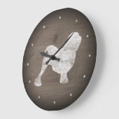 Lowchen Silhouette Rustikaler Stil Große Wanduhr (Winkel)