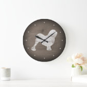 Lowchen Silhouette Rustikaler Stil Große Wanduhr (Zuhause)