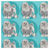 Lowchen Türkis 2 Stoff (Nahaufnahme)