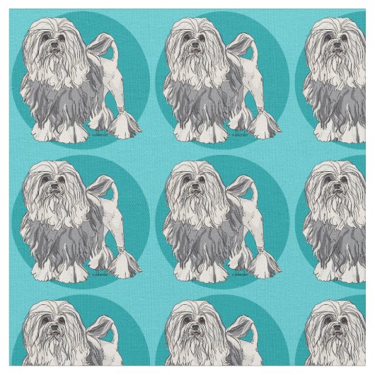 Lowchen Türkis 2 Stoff (Nahaufnahme)