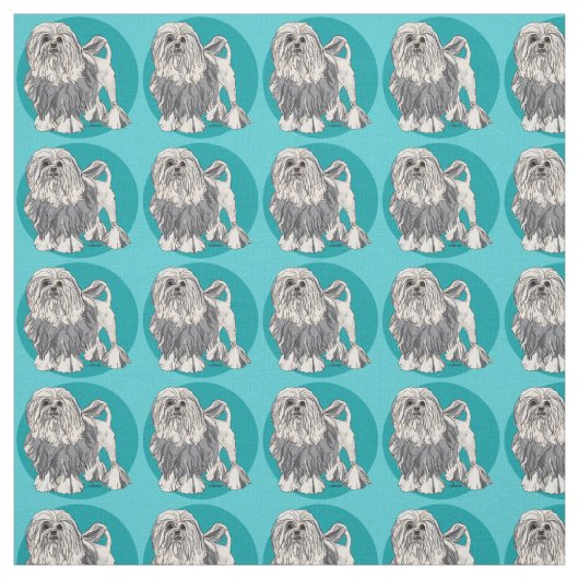 Lowchen Türkis 2 Stoff (Muster)