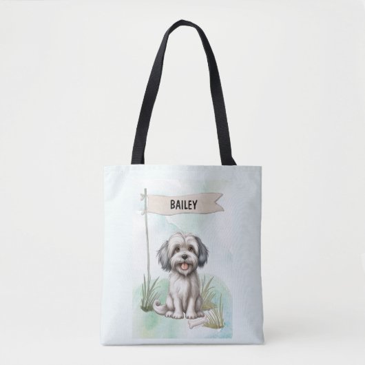 Lowchen Watercolor Personalized Dog Tasche (Vorderseite)