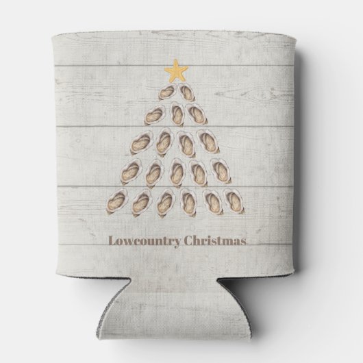 Lowcountry Oyster Weihnachtsbaum auf Holzplanke Dosenkühler (Rückseite)