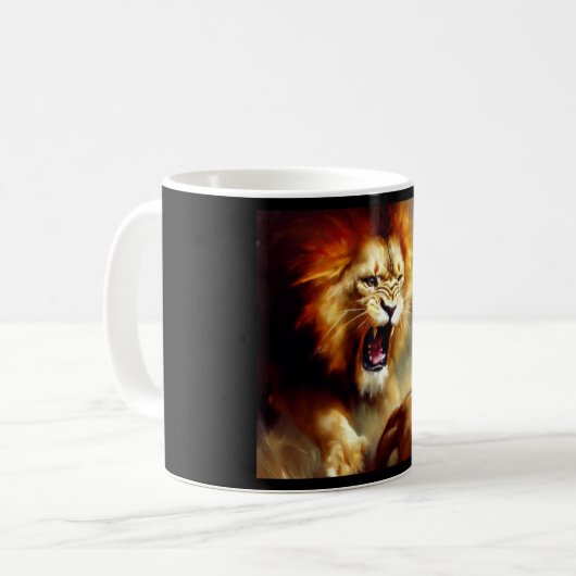 Löwe (10) Wildkatze Kaffeetasse (Vorderseite Links)