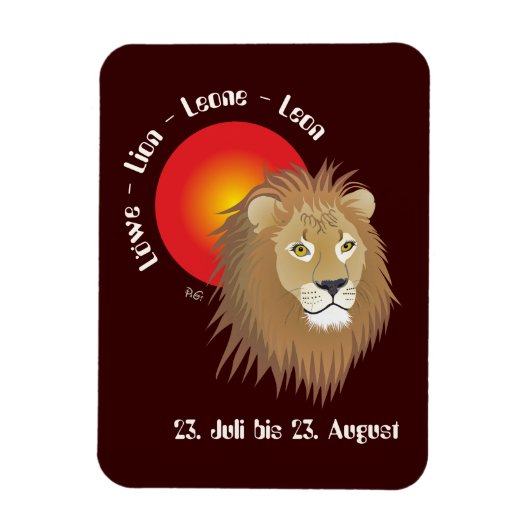 Löwe 23. Juli bis 22. August Flexi Magnet (Vertikal)