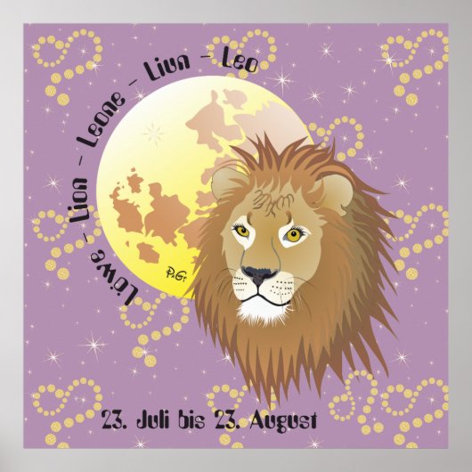 Löwe 23. Juli bis 22. August Poster (Vorne)