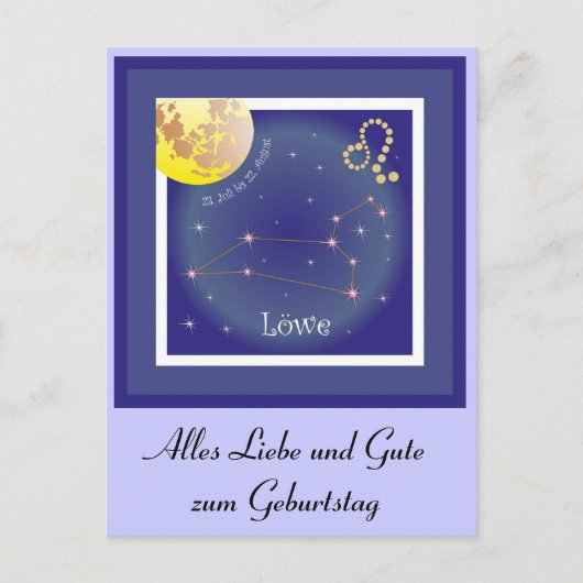 Löwe 23. Juli bis 22. August Postkarte (Vorderseite)