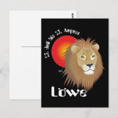 Löwe 23. Juli bis 22. August Postkarte (Vorne/Hinten)