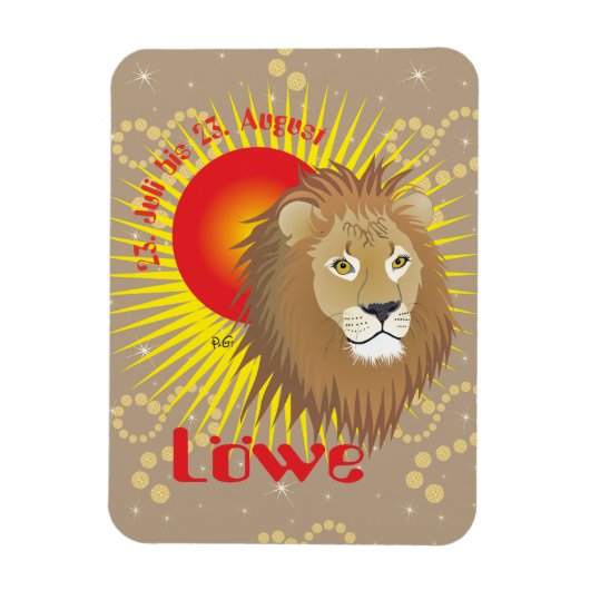 Löwe 23. Juli bis 22. August Premium Flexi Magnet (Vertikal)