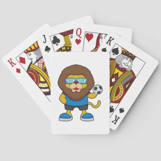 Löwe als Fußballspieler mit Fußball Spielkarten (Rückseite)