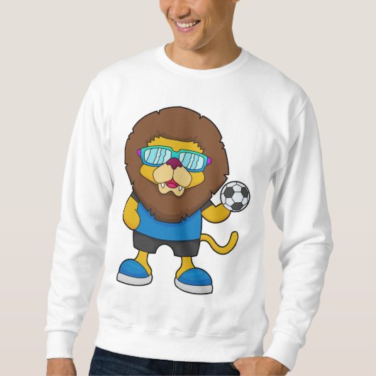 Löwe als Fußballspieler mit Fußball Sweatshirt (Vorderseite)