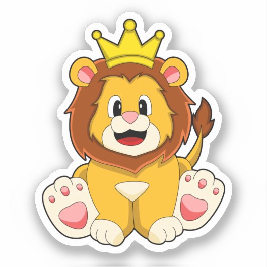 Löwe als König mit Krone Aufkleber (Vorderseite)