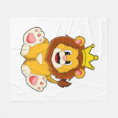 Löwe als König mit Krone Fleecedecke (Vorderseite (Horizontal))