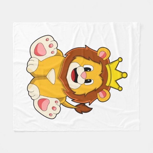 Löwe als König mit Krone Fleecedecke (Vorderseite (Horizontal))