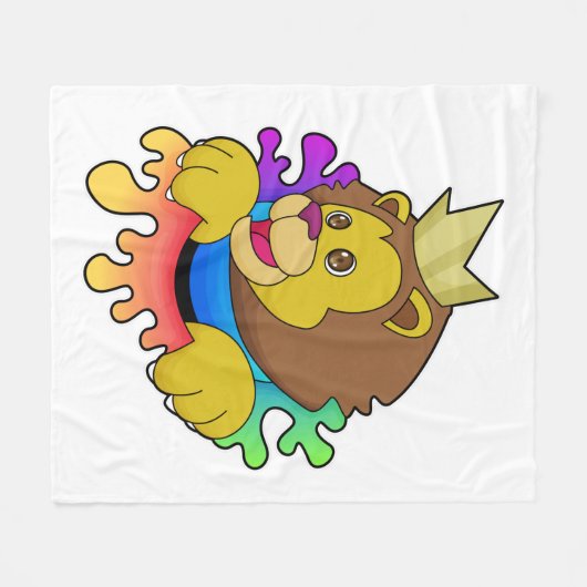 Löwe als König mit Krone Fleecedecke (Vorderseite (Horizontal))