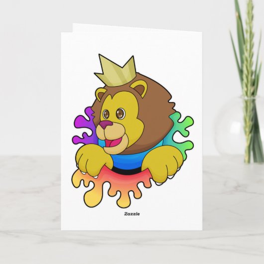 Löwe als König mit Krone Karte (Rückseite)