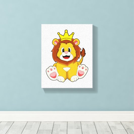Löwe als König mit Krone Leinwanddruck (Insitu (Holzboden))