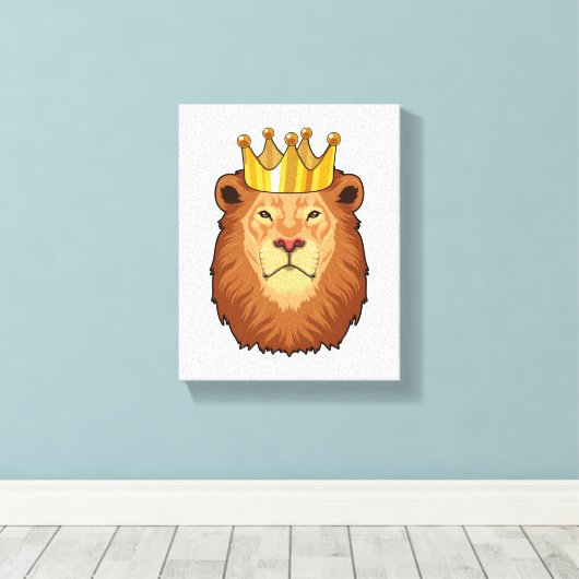 Löwe als König mit Krone Leinwanddruck (Insitu (Holzboden))