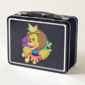 Löwe als König mit Krone Metall Brotdose (Rückseite)