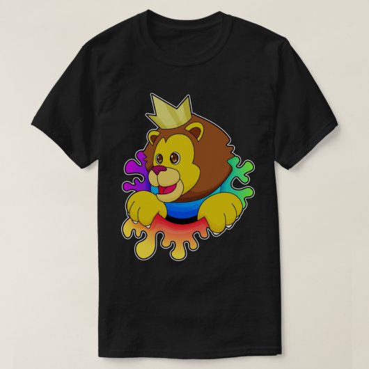 Löwe als König mit Krone T-Shirt (Design vorne)