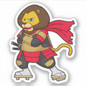 Löwe als Krieger mit Kap Aufkleber (Vorderseite)