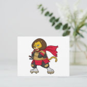 Löwe als Krieger mit Kap Postkarte (Stehend Vorderseite)