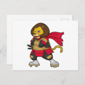 Löwe als Krieger mit Kap Postkarte (Vorne/Hinten)