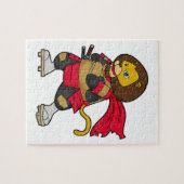 Löwe als Krieger mit Kap Puzzle (Horizontal)