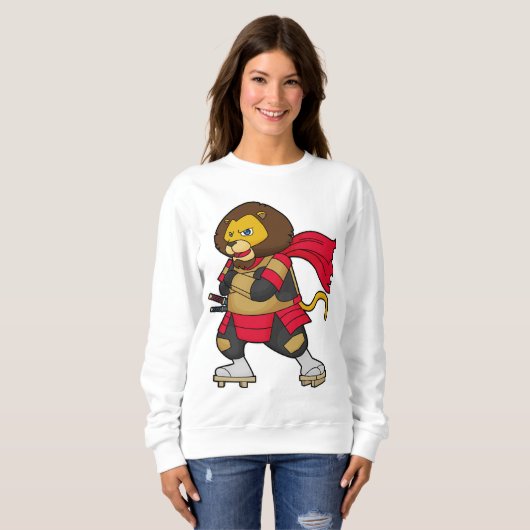 Löwe als Krieger mit Kap Sweatshirt (Vorne ganz)