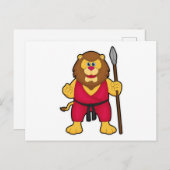 Löwe als Krieger mit Spear Postkarte (Vorne/Hinten)
