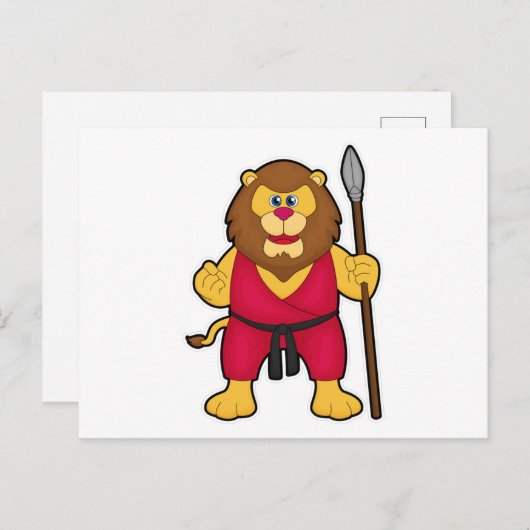 Löwe als Krieger mit Spear Postkarte (Vorne/Hinten)