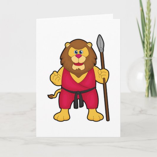 Löwe als Krieger mit Speer Karte (Vorderseite)