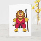 Löwe als Krieger mit Speer Karte (Gelbe Blume)