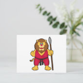 Löwe als Krieger mit Speer Postkarte (Stehend Vorderseite)